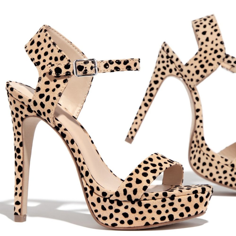 NEWπ₯ Cheetah Open Toe Stiletto High Heel Platform Sandals Mary-Jane Ankle Strap - Picture 2 of 5